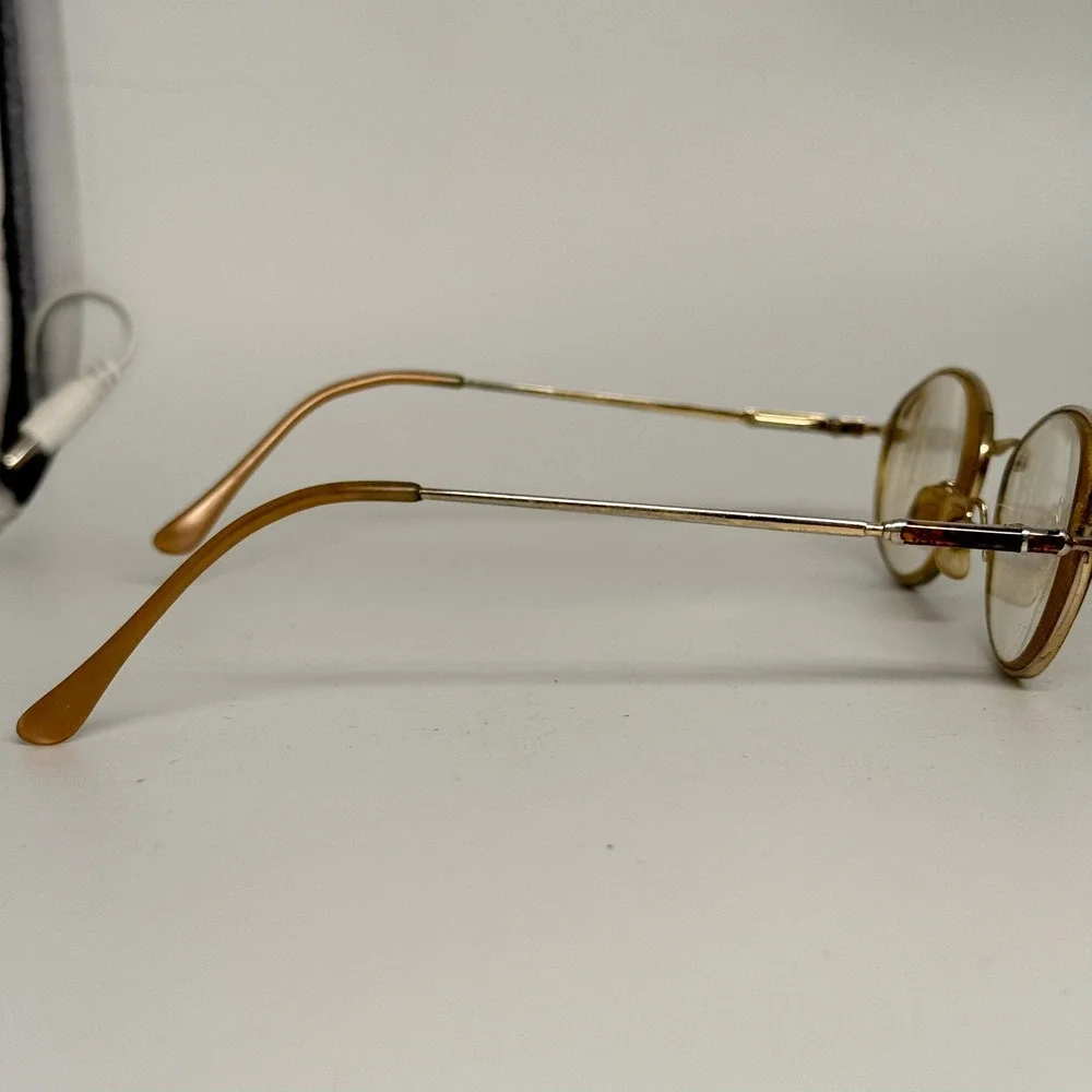Vintage Gold Oval‎ Eyeglasses Metal Frame Tortoiseshell Accent COL X333